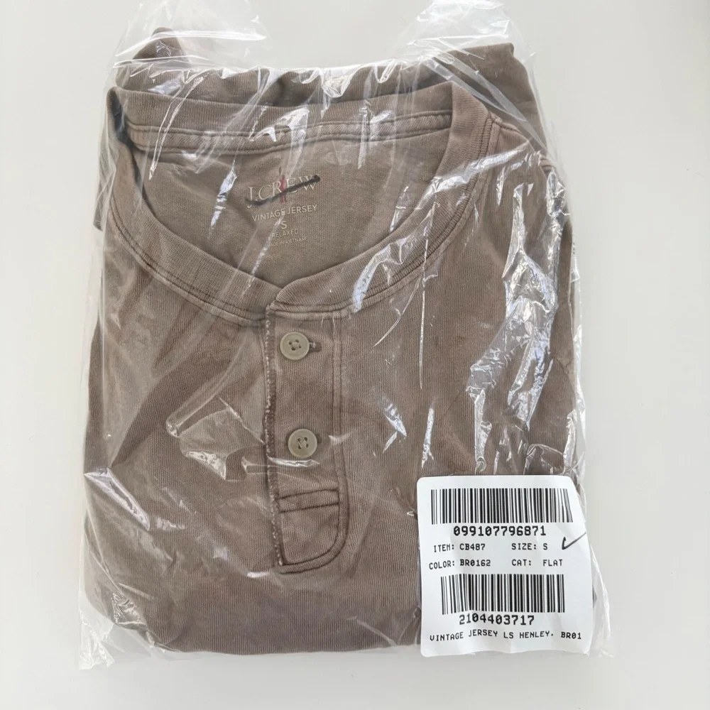 J. Crew Vintage-wash Cotton Henley Burnt Mushroom Brown